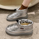 Metallic Drawstring Design Thermal Lined Snow Boots